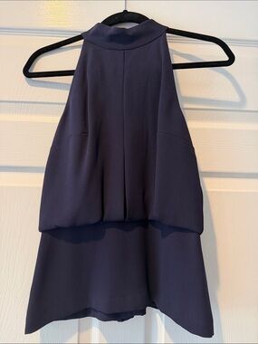 INTERMIX Dark Navy Textured Fabric Top